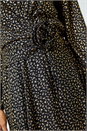 Black Metallic Star Print Corsage Midi Wrap Dress, Image 5 of 5