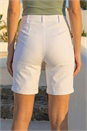 White Elastic Waist Turn Up Stretch Shorts, Image 3 of 4
