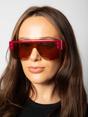 Red Oversized Flat Top Sunglasses Mirrored Lens, Image 2 of 6