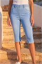 Light Denim Stretch Knee Length Pedal Pusher, Image 2 of 4