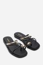 Black Zelina Strappy Metal Toe Loop Slide On Sandal, Image 4 of 6