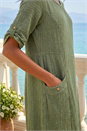 KHAKI Textured A-Line Midi Dress, Image 4 of 4