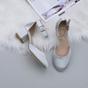 Silver AJVANI Silver Mid Block Heel Ankle Strap 2 Part Heels, Image 4 of 6
