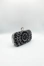 Black Rhinestone Ring Clasp Clutch Bag, Image 4 of 5
