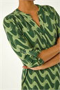 Green Geometric Print Stretch Blouse, Image 5 of 5