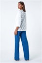 Ivory 3/4 Sleeve Lace Back Waterfall Jacket, Image 1 of 5