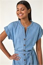 Light Denim Denim Tiered Shirt Dress, Image 4 of 5