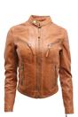 Brown Slim-Fit Leather Biker Jacket-Tulsa, Image 2 of 5