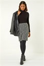 Black Textured Stretch Knee Length Skirt, Image 3 of 5