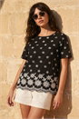 Black Floral Embroidered Top, Image 1 of 4