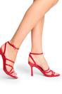 Red Free Spirit Red Strappy Round Toe Mid Heels, Image 2 of 4