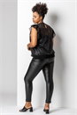 Black Curve Frill Plisse Blouson Top, Image 3 of 5