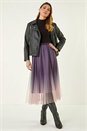 Pink Ombre Dip Dye Mesh Layered Skirt, Image 2 of 7