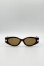 Brown SVNX Brown Oval Metal Detail Sunglasses In Tortoiseshell, Image 2 of 4