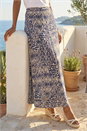 Navy  Abstract Print Midi Skirt, Image 2 of 4