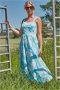 Turquoise Floral Cotton Midi Sun Dress, Image 2 of 5