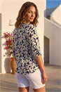 Navy  Petite Floral Print Button Through Shirt , Image 2 of 4