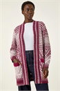 Red Jacquard Knit Cardigan, Image 4 of 5