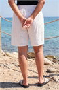 White Curve Tie Waist Broderie Short, Image 3 of 4