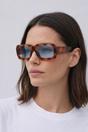 Brown Oversized Square Frame Sunglasses In Brown Stripe, Image 1 of 4