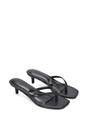 Black XY LONDON Black 'Violet' Slip On Flip Flop Kitten Heel Mule Heeled Sandals, Image 5 of 6