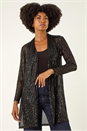 Black Sequin Longline Kimono, Image 2 of 5