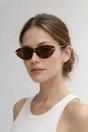 Brown SVNX Brown Bold Oval Angular Sunglasses in Tortoiseshell, Image 1 of 5
