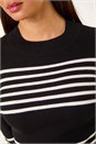 Black Stripe Ribbed Crew Jumper, Image 5 of 5
