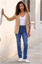 Natural  Ruched 3/4 Sleeve  Stretch Blazer , Image 2 of 4