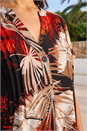Rust Leaf Print Pintuck Stretch Top, Image 4 of 4