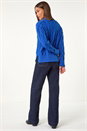 Royal Blue V-Neck Cable Knit Jumper, Image 3 of 5