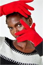 Red One Size Stretch Knit Gloves, Image 1 of 5