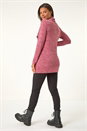 Red  Cowl Neck Button Stretch Top, Image 3 of 5