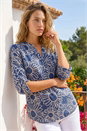 Blue Floral Puff Print Shirt, Image 2 of 4