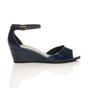 Navy Blue AJVANI Navy Blue Mid Wedge Heel Ankle Strap Sandals, Image 2 of 5