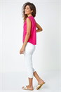 Cerise Sleeveless Embroidered Cotton Blouse, Image 3 of 5
