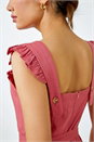 PINK Linen Blend Cropped Frill Jumpsuit, Image 5 of 5