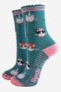 Green Funny Cats Christmas Party Bamboo Socks, Image 1 of 5
