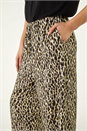 Khaki Petite Animal Wide Leg Trouser, Image 5 of 5