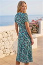 Navy  Floral Front Twist Stretch Midi Dress, Image 3 of 4
