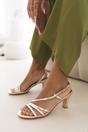Gold 'Mykonos' Mutli Strap Slingback Low Block Heel, Image 1 of 4
