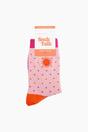 Pink Embroidered Sun Spotted Combed Cotton Socks, Image 4 of 4