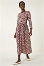 Stone Multi Floral Gathered Midi Dress, Image 2 of 5