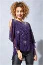 Purple Embellished Chiffon Top, Image 1 of 4