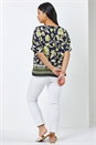Navy  Petite Floral Print Cold Shoulder Top, Image 2 of 5