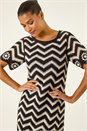 Black Zig Zag Crochet Shift Dress, Image 3 of 4