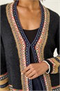 Black Cross Stitch Detail Knit Cardigan, Image 5 of 5