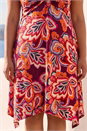 Red Curve Floral Print Twist Front Dress, Image 4 of 4