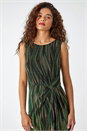 Green Metallic Animal Print Ruched Maxi Dress, Image 2 of 5