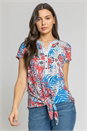 Red Tropical Contrast Print Tie Top, Image 1 of 4